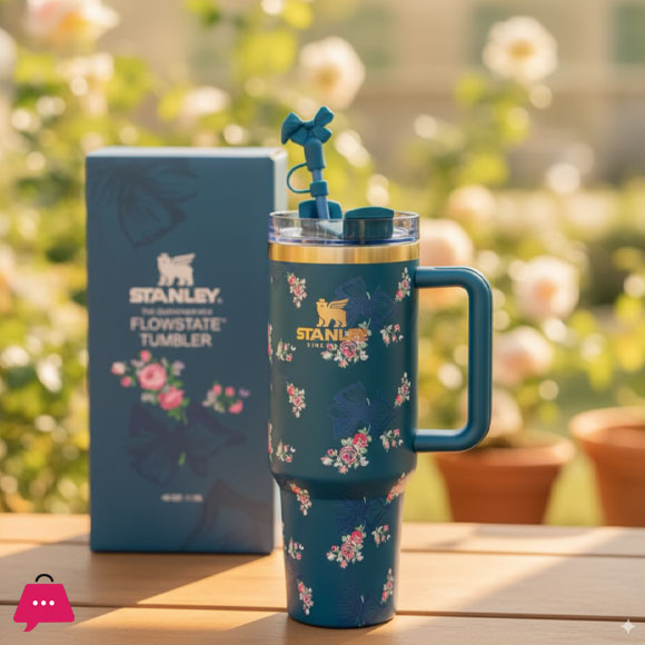 Flowstate Floral Tumbler with Straw Stopper 40Oz