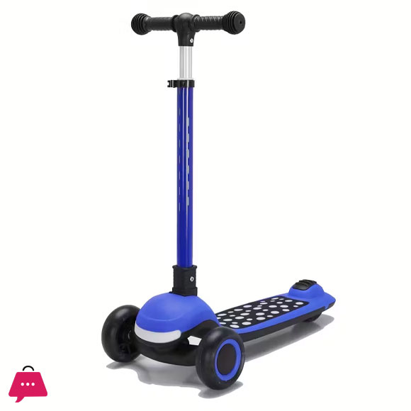 A One-Button Collapsible Scooter with Adjustable Height, Soft Handlebars with Lights