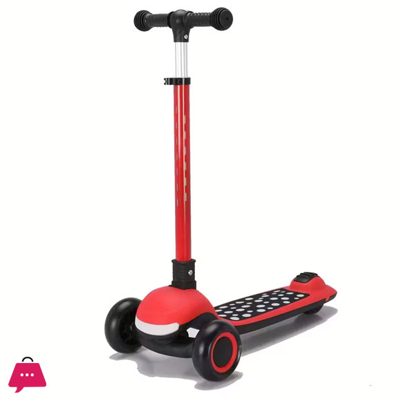 A One-Button Collapsible Scooter with Adjustable Height, Soft Handlebars with Lights