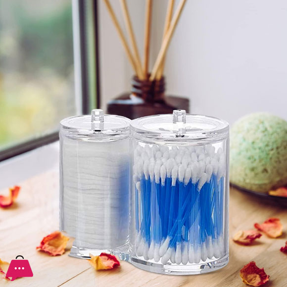 Acrylic Cotton Bud Dispenser Makeup Cotton Pads Organiser Holder