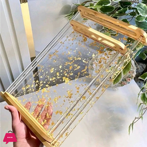 Acrylic Wood Tray Set of 2