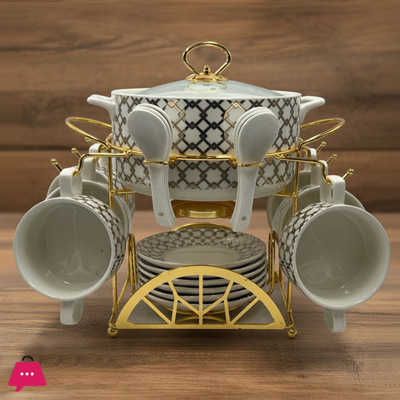 Ceramic Soup Set With Candle Stand 22 Piece