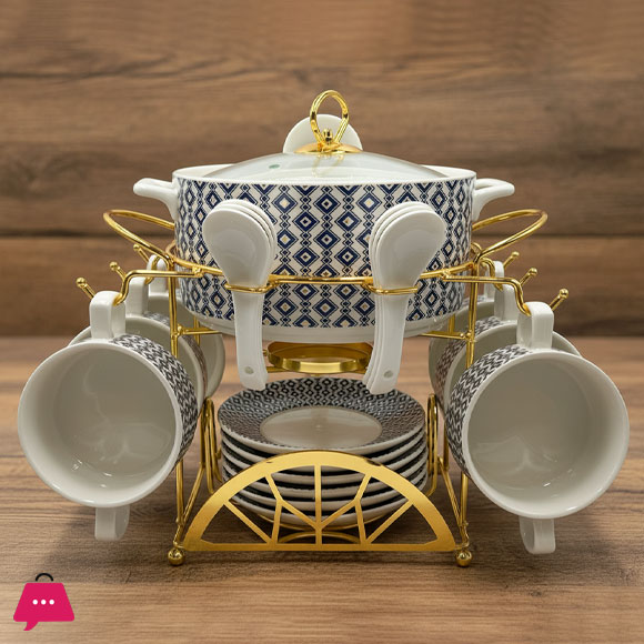 Ceramic Soup Set With Candle Stand 22 Piece