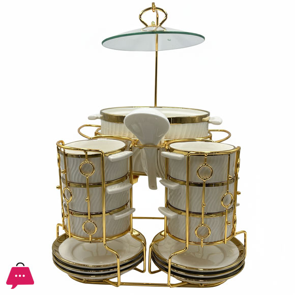 Ceramic Soup Set With Stand 22 Piece