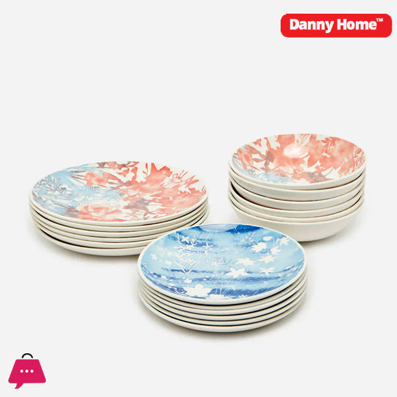 Danny Home Assorted Printed Plate Set 18 Piece Dinner Set
