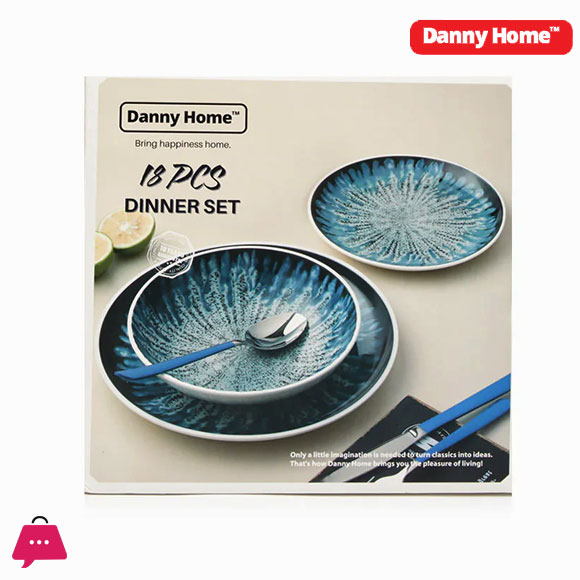 Danny Home Blue and Printed Dinner Set 18-Piece
