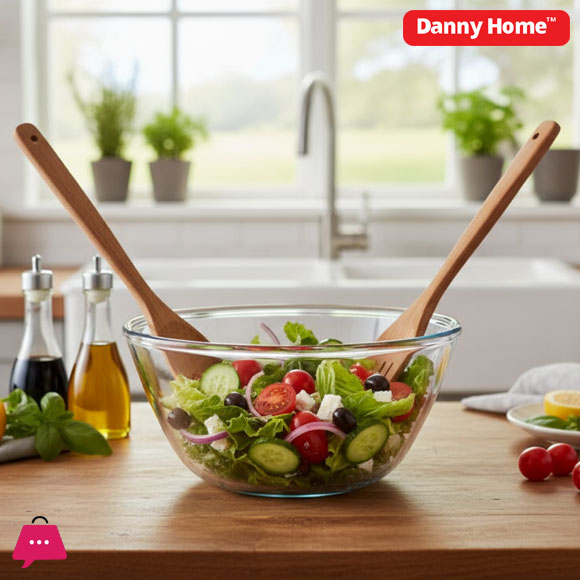 Danny Home Borosilicate Microwaveable Glass Salad Bowl Mixing Bowl - 2300ml