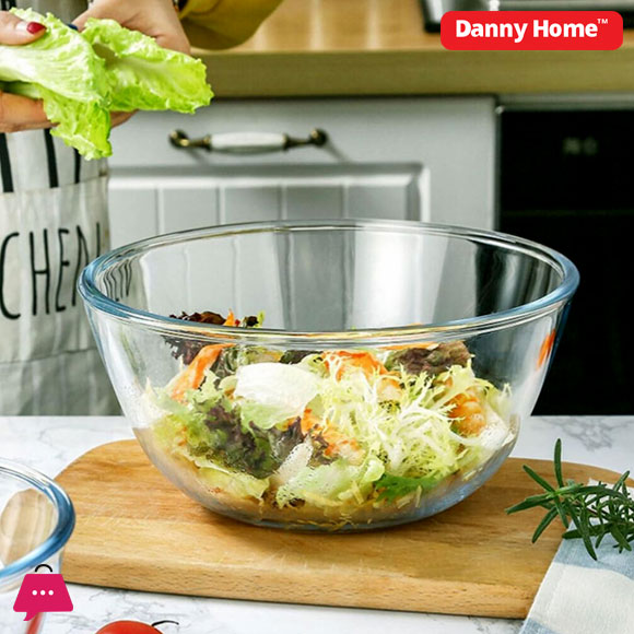 Danny Home Borosilicate Microwaveable Glass Salad Bowl Mixing Bowl - 4400ml