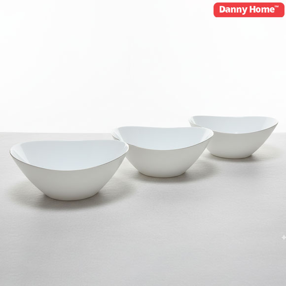 Danny Home Ceramic Gold Line Salad Bowl 3Pcs - 10 Inch