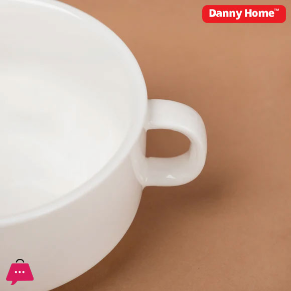 Danny Home Double Ear Ceramic Soup Bowl Set of 6 Pcs