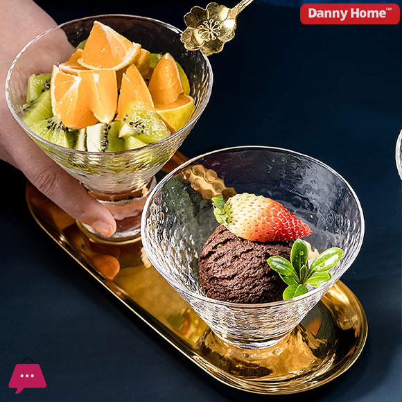 Danny Home Footed Glass Dessert Bowls 180ml - 6Pcs