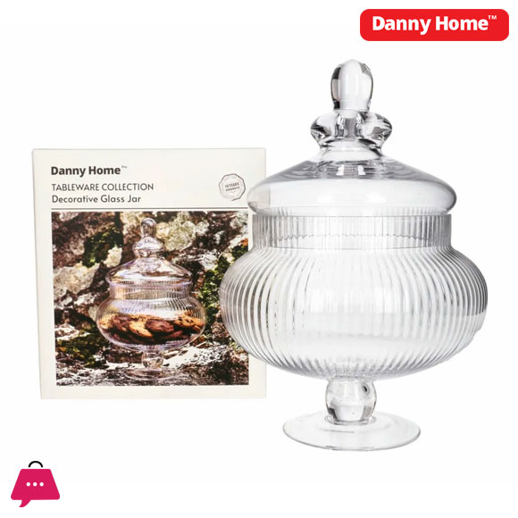 Danny Home Glass Cookie Jar with Lid 29.8cm