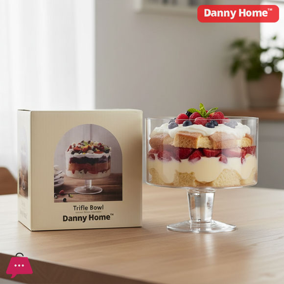 Danny Home Glass Dessert Trifle Bowl - 20.5cm