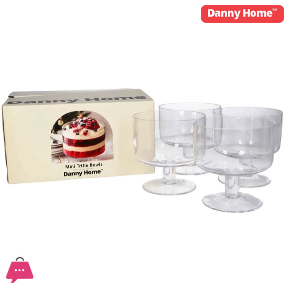 Danny Home Glass Dessert Trifle Bowls 4pcs - 10.5cm