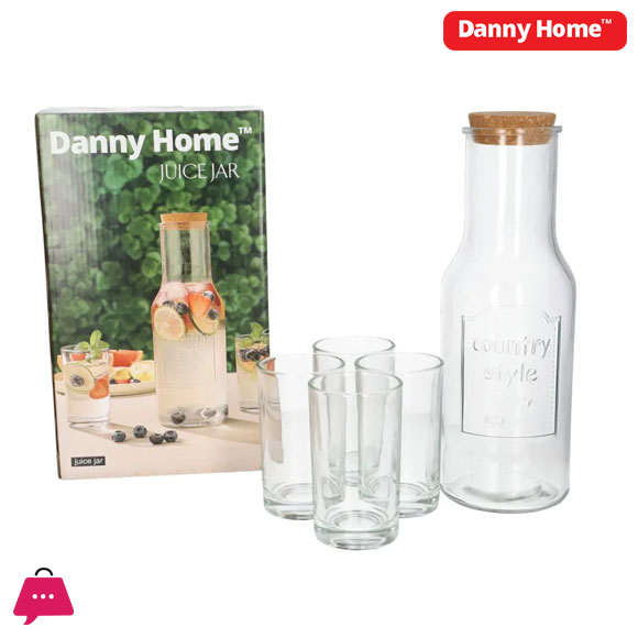 Danny Home Glass Juice Jar with 4 Glasses 5 Pcs