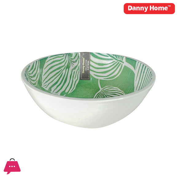 Danny Home Green Leaf Porcelain Bowl 8 Inch