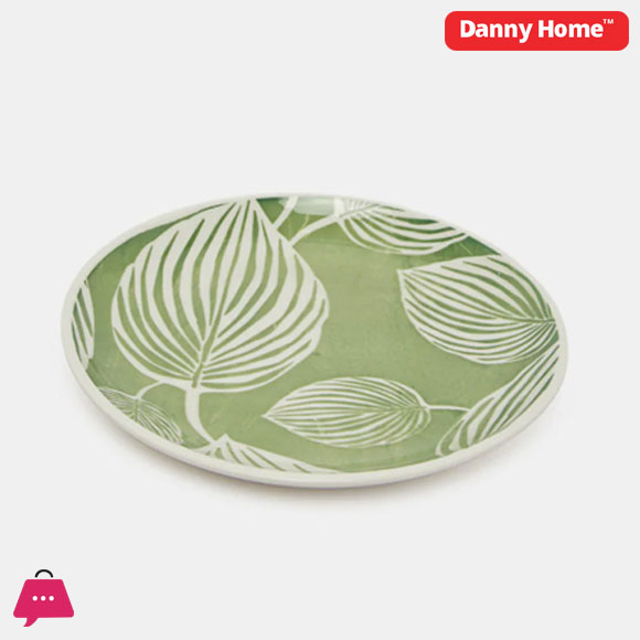 Danny Home Green Leaf Porcelain Dinner Plate 8 Inch