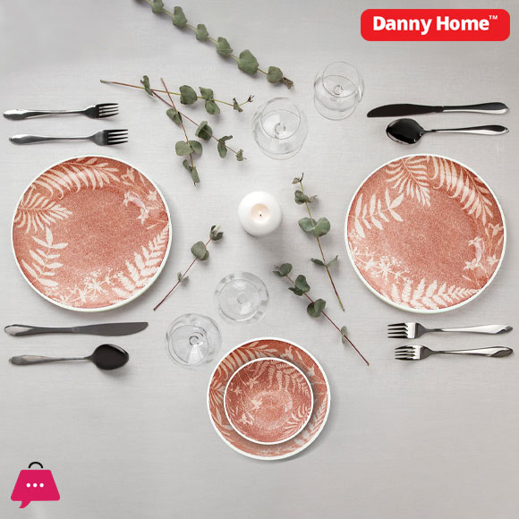 Danny Home Leaf Silhouette Printed Dinner Set 24pcs