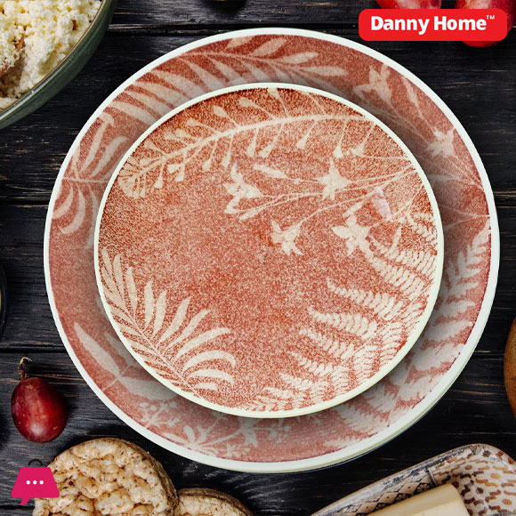 Danny Home Leaf Silhouette Printed Dinner Set 24pcs