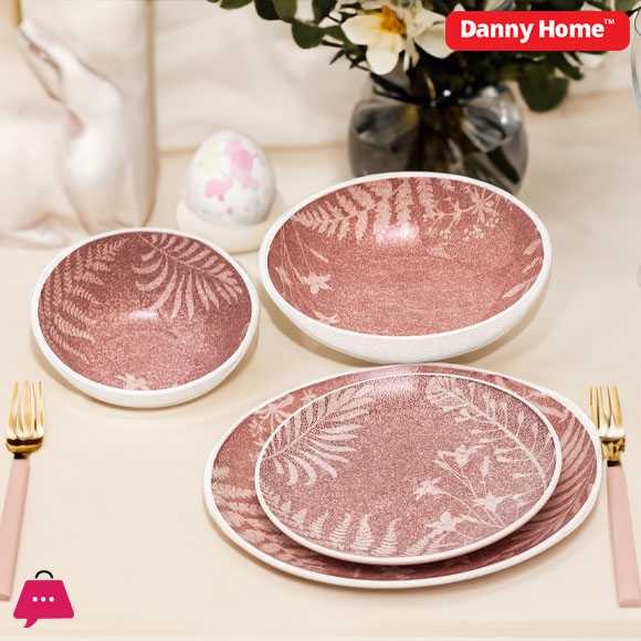 Danny Home Leaf Silhouette Printed Dinner Set 24pcs
