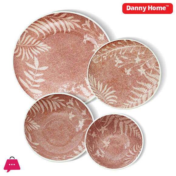 Danny Home Leaf Silhouette Printed Dinner Set 24pcs