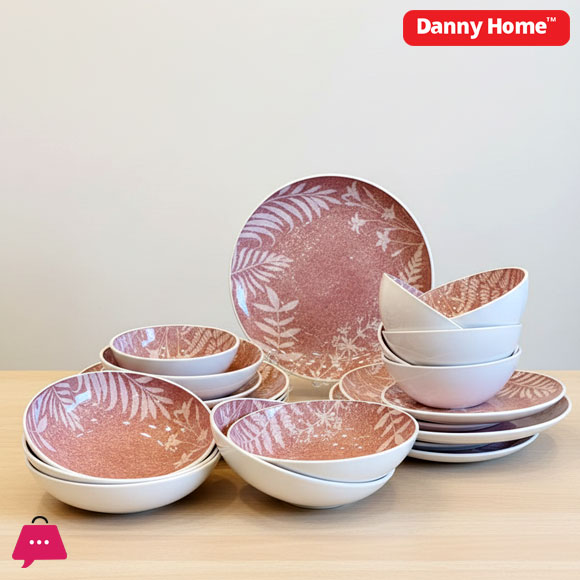 Danny Home Leaf Silhouette Printed Dinner Set 24pcs
