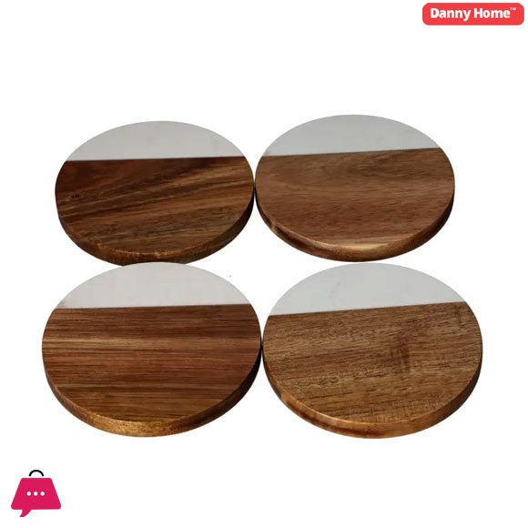 Danny Home Marble Wooden Coasters 4-Pcs