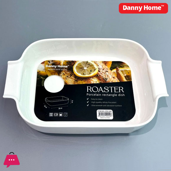 Danny Home Porcelain Rectangular Roaster Dish Oven Safe 9.5 inch (24cm)