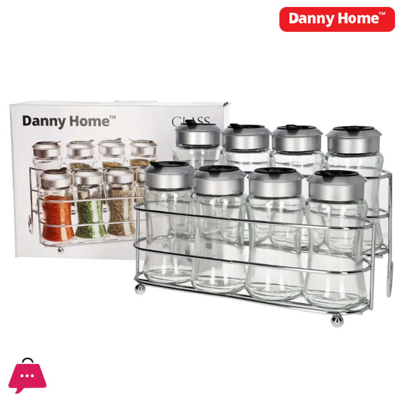 Danny Home Spice Jar Seasoning Bottle Set With Stand - 9Pcs