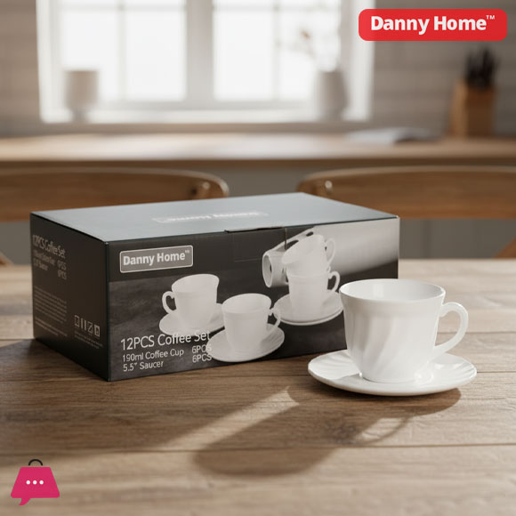 Danny Home Tea 6 Cups and 6 Saucers Set - 190ml