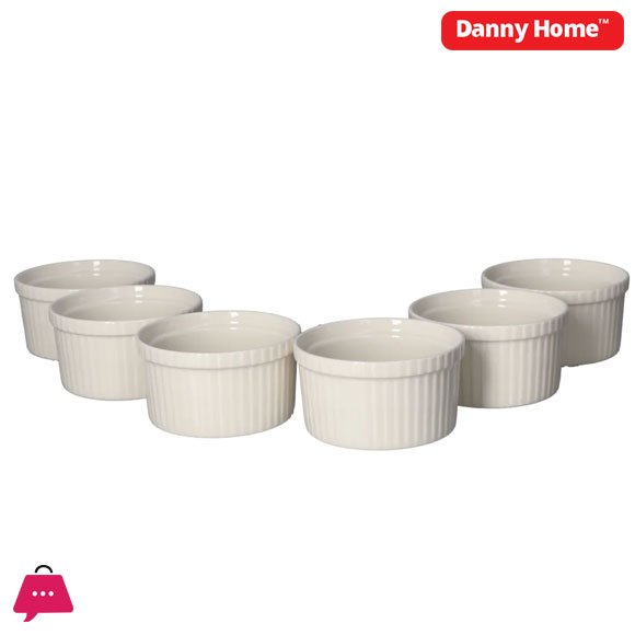 Danny Home White Cake Dish Ramekin 6Pcs 230ml