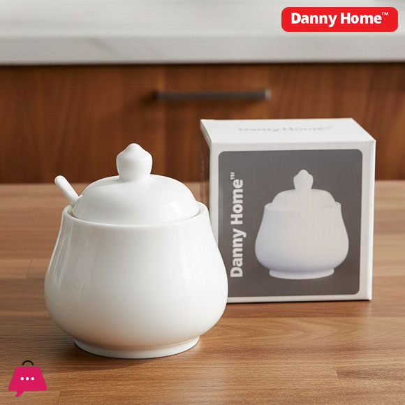 Danny Home White Ceramic Sugar Pot 350ml
