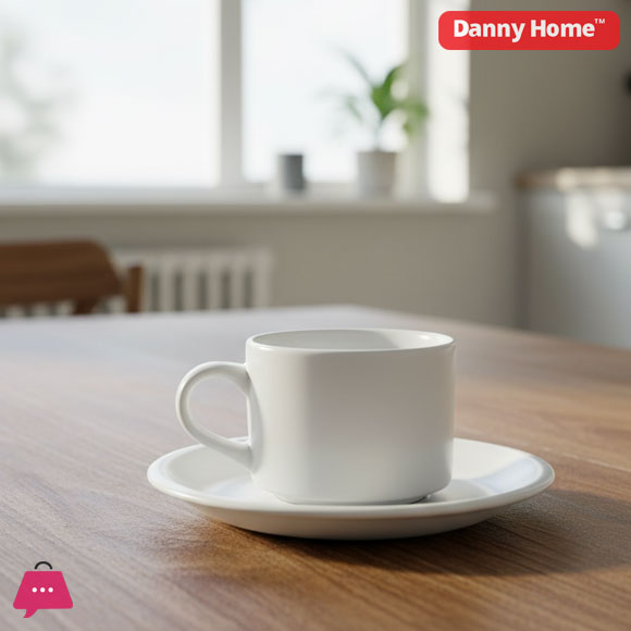 Danny Home White Opal Tea 6 Cup & 6 Saucer Set - 250ml