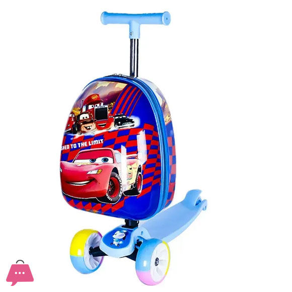 Disney Cartoon Scooty Bag - Children Scooter Suitcase Folding Kids Luggage Bag with Scooter