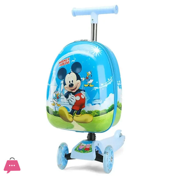 Disney Cartoon Scooty Bag - Children Scooter Suitcase Folding Kids Luggage Bag with Scooter
