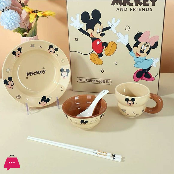 Disney Ceramic Dinnerware Set 6-Piece - Mickey Mouse & Minnie Mouse
