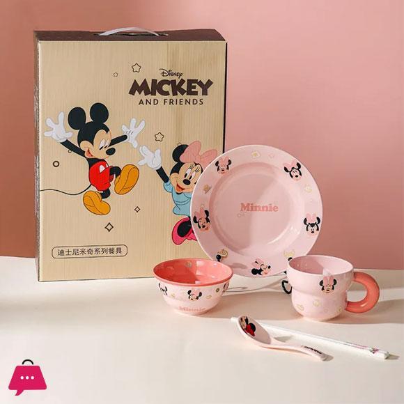 Disney Ceramic Dinnerware Set 6-Piece - Mickey Mouse & Minnie Mouse