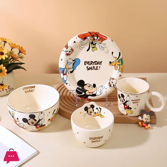 Disney Ceramic Dinnerware Set 6-Piece - Mickey AND Friends