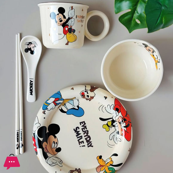 Disney Ceramic Dinnerware Set 6-Piece - Mickey AND Friends