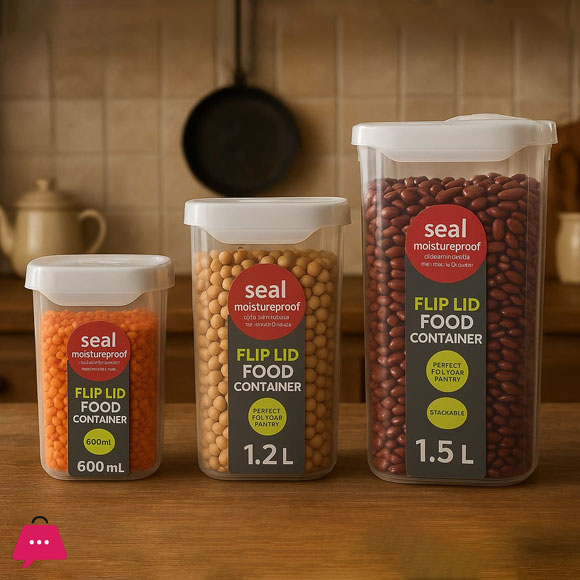 Flip Lid Food Containers Acrylic Set of 3