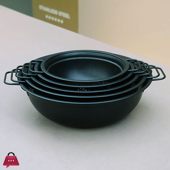 High Grade Stainless Steel Colander Bowl Set Small Hole Sink Colander Basket With Handle