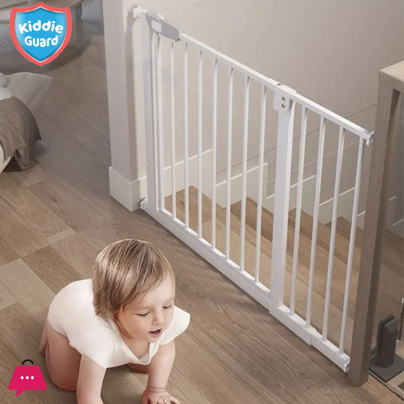 Kiddie Guard 3 Lock Baby Safety Gate 75CM - 84CM with Auto Lock for Babies Childrens & Kids