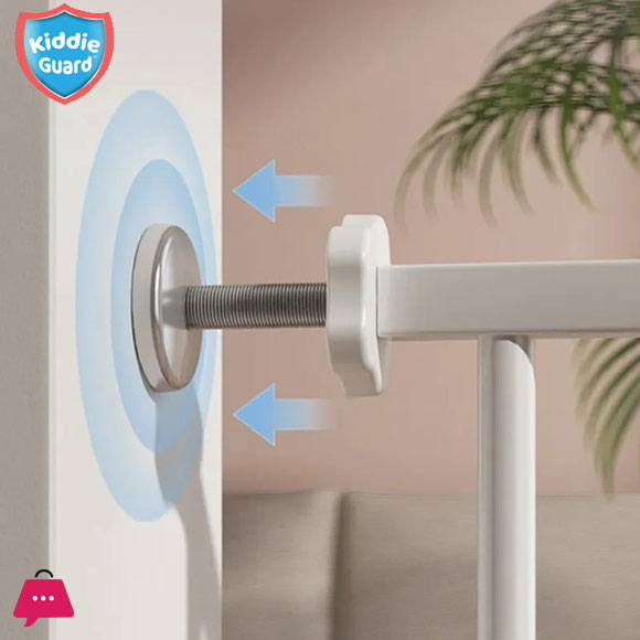 Kiddie Guard 3 Lock Baby Safety Gate 75CM - 84CM with Auto Lock for Babies Childrens & Kids