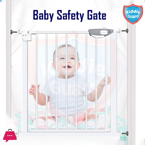 Kiddie Guard 3 Lock Baby Safety Gate 75CM - 84CM with Auto Lock for Babies Childrens & Kids
