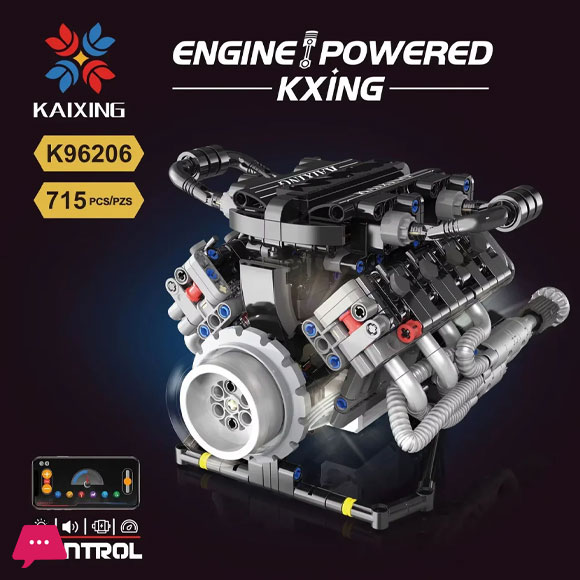 Master Control V8 Engine Power Lego Bricks Model