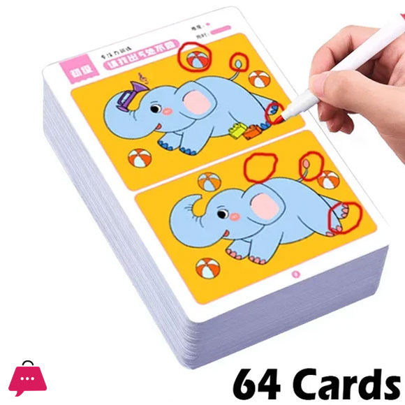 Montessori Error-Finding Puzzle Game Cards for Kids - 64pcs Educational Reusable Toys for Concentration and Intellectual Development