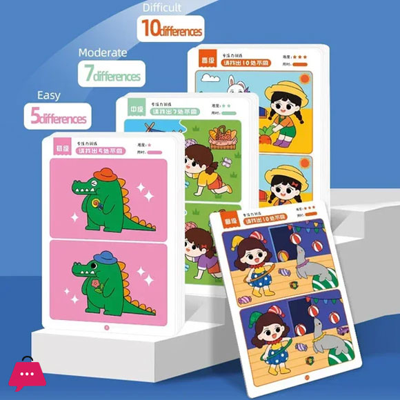Montessori Error-Finding Puzzle Game Cards for Kids - 64pcs Educational Reusable Toys for Concentration and Intellectual Development
