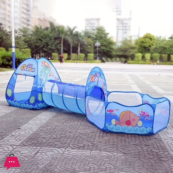 Ocean-Themed Three-In-One Tent Playhouse, Foldable And Portable for Indoor Use