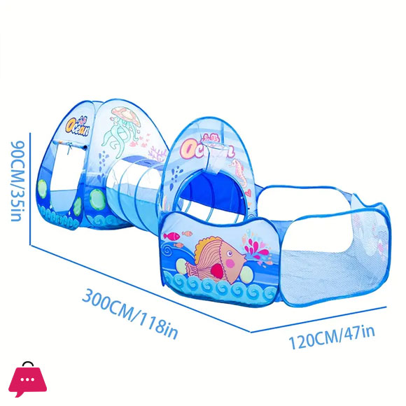 Ocean-Themed Three-In-One Tent Playhouse, Foldable And Portable for Indoor Use