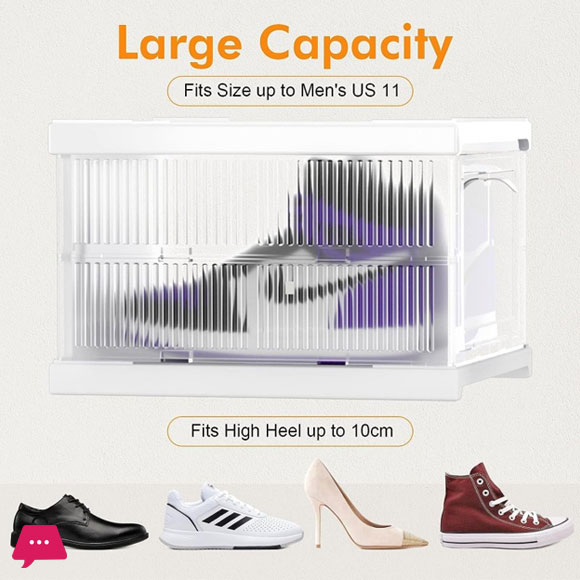 Stackable Shoe Shoe Box 3 Shoe Rack with Doors